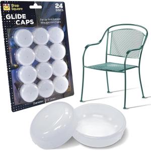imageWrought Iron Patio Furniture Feet Caps 24 Pack White  15quot Round Plastic Outdoor Chair Leg Caps Patio Furniture Replacement FeetWhite