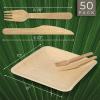 imageCompostable Square Palm Leaf Plates 8 Inch with Forks ampamp Knives 50 Each  Like Bamboo Plates Disposable Party Plates Biodegradable EcoFriendly Microwave ampamp Oven Safe10 Square Plates