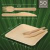 imageCompostable Square Palm Leaf Plates 8 Inch with Forks ampamp Knives 50 Each  Like Bamboo Plates Disposable Party Plates Biodegradable EcoFriendly Microwave ampamp Oven Safe8 Square Plates