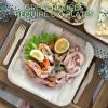imageCompostable Square Palm Leaf Plates 8 Inch with Forks ampamp Knives 50 Each  Like Bamboo Plates Disposable Party Plates Biodegradable EcoFriendly Microwave ampamp Oven Safe10 Square Plates