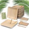 imageCompostable Square Palm Leaf Plates 8 Inch with Forks ampamp Knives 50 Each  Like Bamboo Plates Disposable Party Plates Biodegradable EcoFriendly Microwave ampamp Oven Safe10 Square Plates