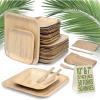 imageCompostable Square Palm Leaf Plates 8 Inch with Forks ampamp Knives 50 Each  Like Bamboo Plates Disposable Party Plates Biodegradable EcoFriendly Microwave ampamp Oven Safe10  7 Square Plates