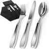 imageWeighted Utensils for Hand Tremors and Parkinsons Patients  4 Piece Set Weighted Silverware for Elderly Arthritis Weak Hand Grip  Convenient Travel Bag Stainless Steel 7 Oz3 Piece Set