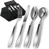 imageWeighted Utensils for Hand Tremors and Parkinsons Patients  4 Piece Set Weighted Silverware for Elderly Arthritis Weak Hand Grip  Convenient Travel Bag Stainless Steel 7 Oz4 Piece Set