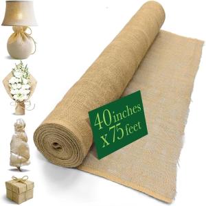 image40quot x75 Feet Gardening Burlap Fabric Roll  Burlap Tree Wrap Weed Barrier Erosion Control Aisle Runner Multipurpose Natural Jute Fabric High Density Material