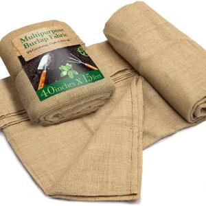 image60quot x 16 Feet Gardening Burlap Fabric Roll  Tree Wrap Weed Barrier Erosion Control Aisle Runner Multipurpose Natural Fabric High Density Jute Fiber MaterialBeige