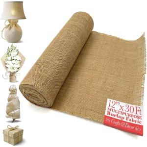 imageBurlap Fabric Roll  12quot x 30 Ft NoFray Jute Table Runner for Weddings Crafts Rustic Decor DIY Projects ampamp Events  Natural Farmhouse Style