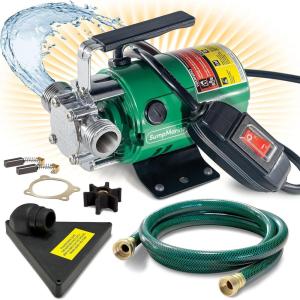 imageWater Transfer Pump 115V 330 Gallon Per Hour  Portable Electric Pump with 6 Hose Kit Remove Water From Pools Rain Barrel AquariumsPump With Switch