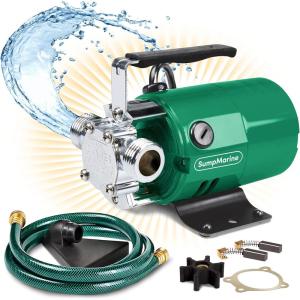 imageWater Transfer Pump 115V 330 Gallon Per Hour  Portable Electric Pump with 6 Hose Kit Remove Water From Pools Rain Barrel AquariumsPump Without Switch