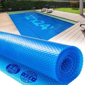 imageShop Square 12 x 24 Foot Rectangle Solar Pool Cover for Inground and Above Ground Pools 16 Mil  Premium Heavy Duty Solar Blanket for Above Ground Pool Blue  Made in USA12x24 FT