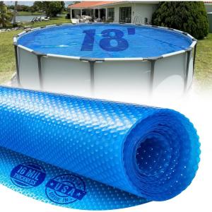 imageShop Square 12 x 24 Foot Rectangle Solar Pool Cover for Inground and Above Ground Pools 16 Mil  Premium Heavy Duty Solar Blanket for Above Ground Pool Blue  Made in USA18 FT