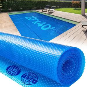 imageShop Square 12 x 24 Foot Rectangle Solar Pool Cover for Inground and Above Ground Pools 16 Mil  Premium Heavy Duty Solar Blanket for Above Ground Pool Blue  Made in USA20x40 FT