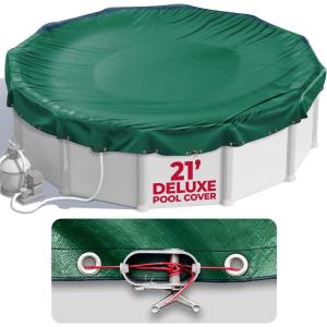 image18 x 34 ft Oval Pool Covers for Above Ground Pools Oval Winter Pool Cover Swimming Pool Cover Keeps Out Debris Cold and UV Resistant Supreme Mesh Green21 Round