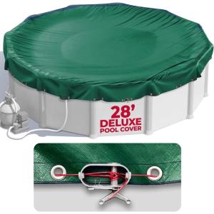 image18 x 34 ft Oval Pool Covers for Above Ground Pools Oval Winter Pool Cover Swimming Pool Cover Keeps Out Debris Cold and UV Resistant Supreme Mesh Green28 Round