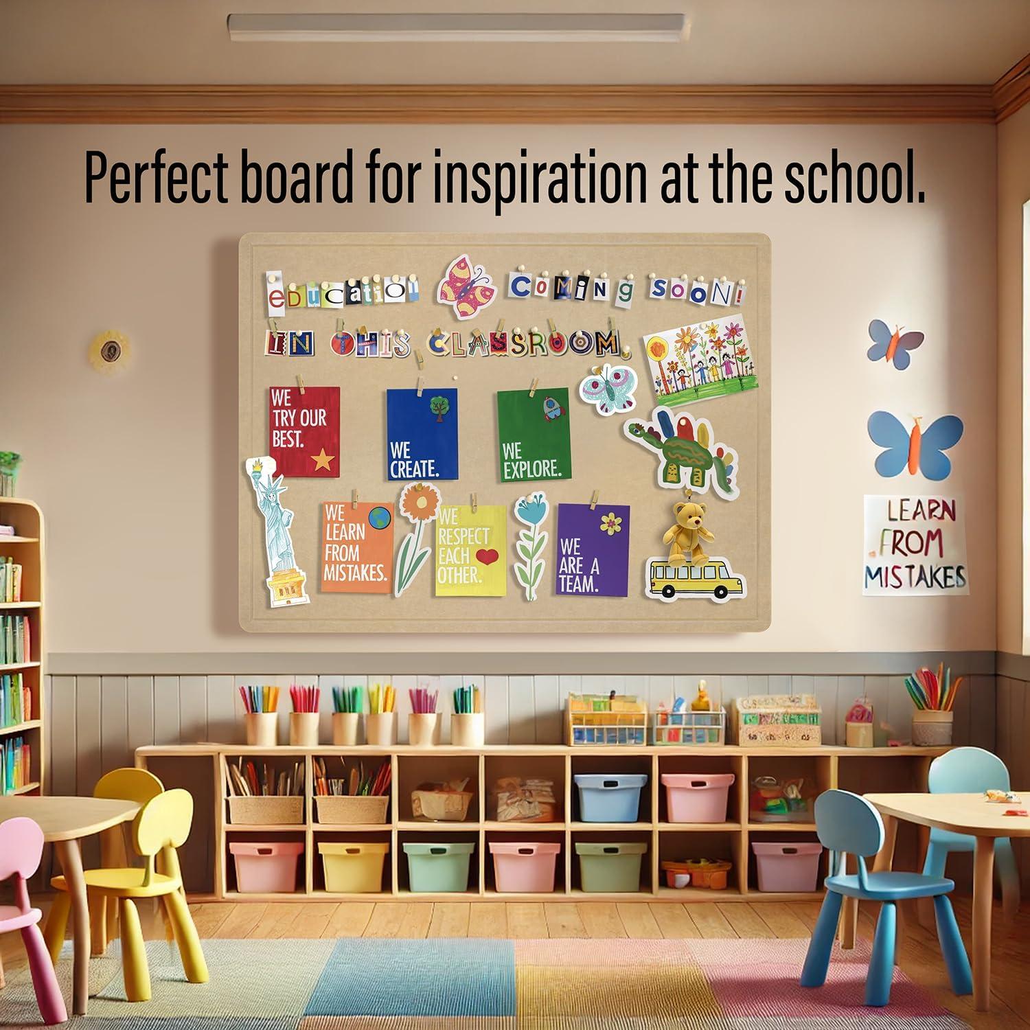 imageLarge Bulletin Board 60 x 36 Inches  Foldable Felt Bulletin Board for Wall Cork Board Alternative with 100 Color Pins ampamp 12 Note Pads Vision Board  BlackKhaki