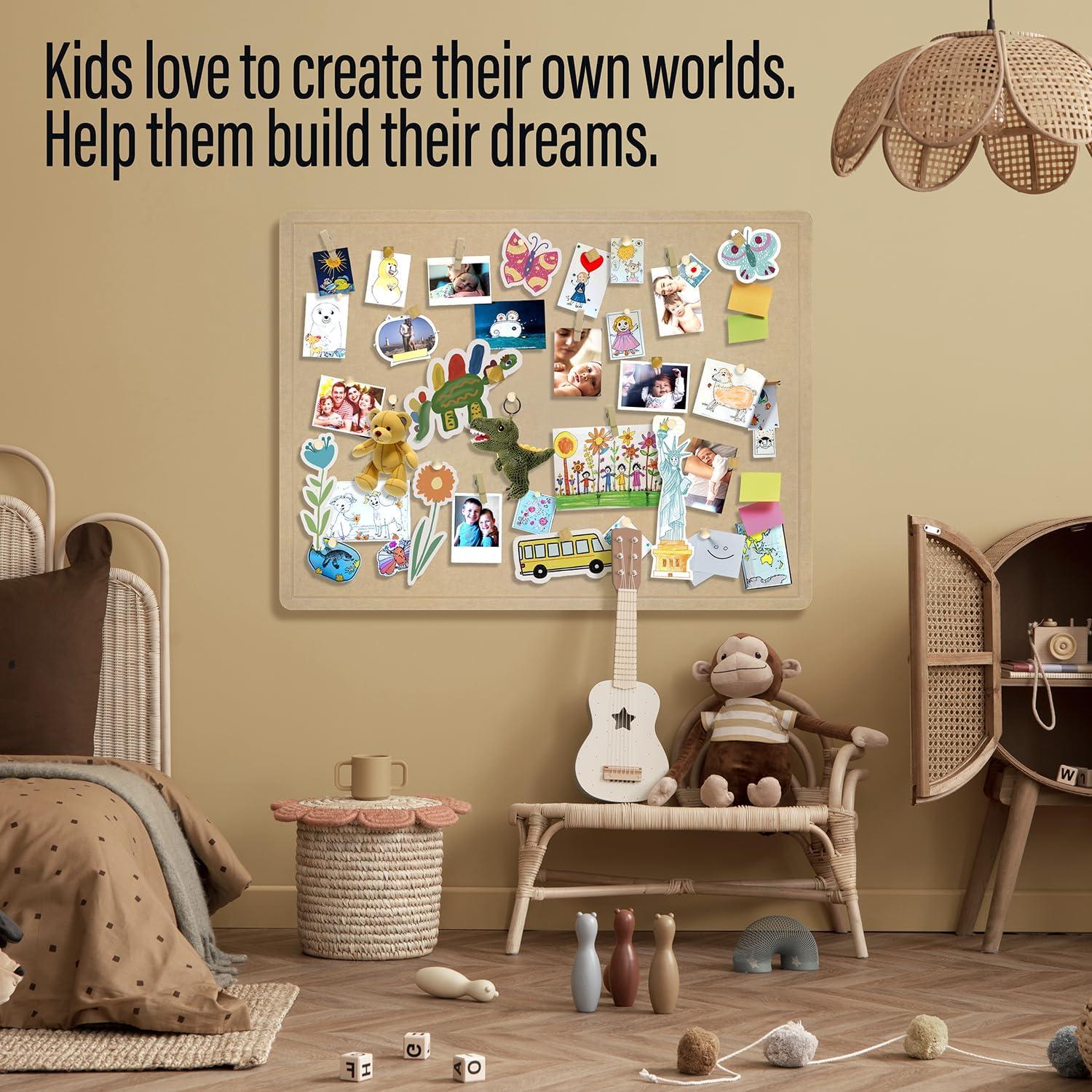 imageLarge Bulletin Board 60 x 36 Inches  Foldable Felt Bulletin Board for Wall Cork Board Alternative with 100 Color Pins ampamp 12 Note Pads Vision Board  BlackKhaki