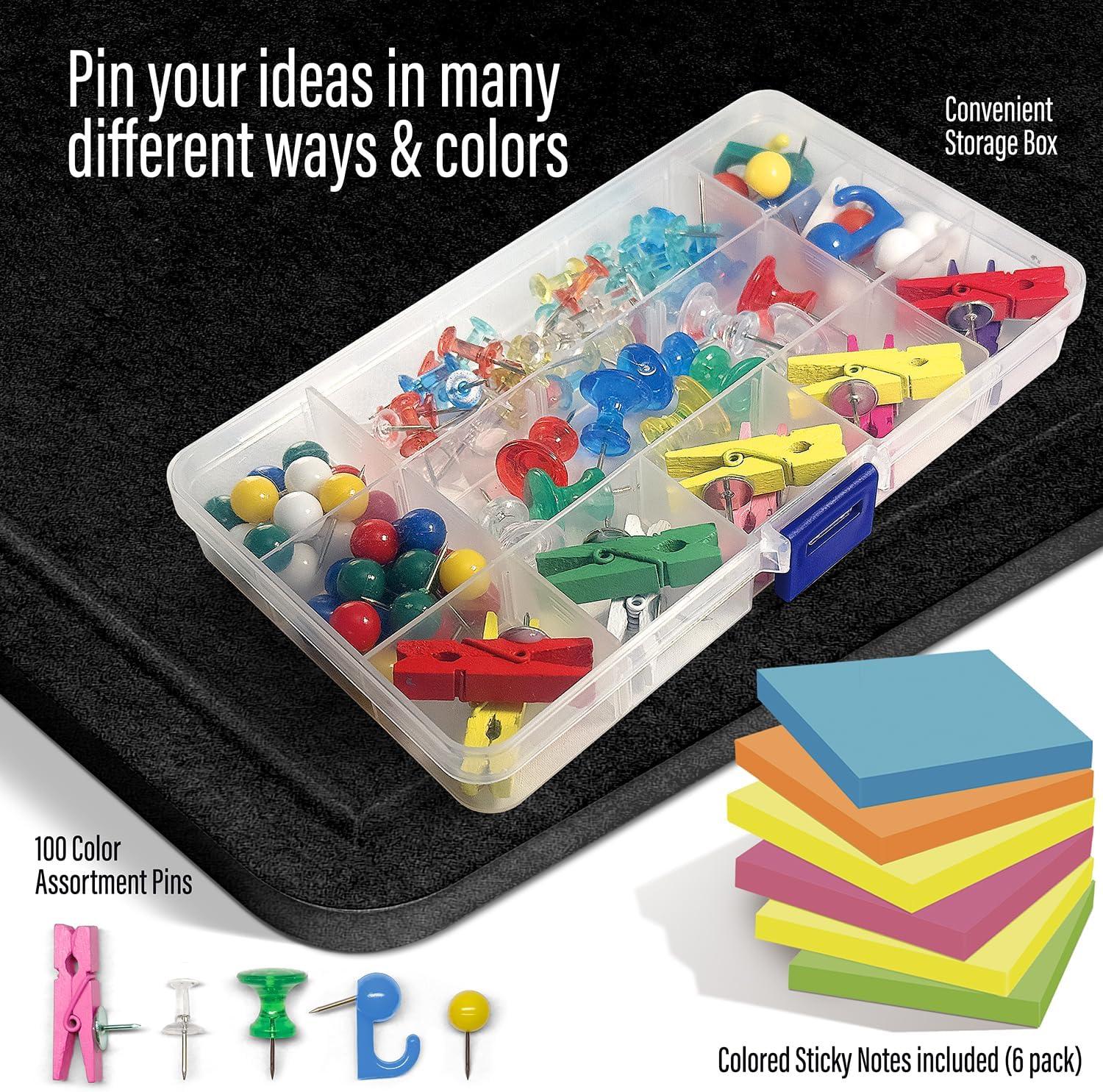 imageLarge Bulletin Board 60 x 36 Inches  Foldable Felt Bulletin Board for Wall Cork Board Alternative with 100 Color Pins ampamp 12 Note Pads Vision Board  BlackBlack