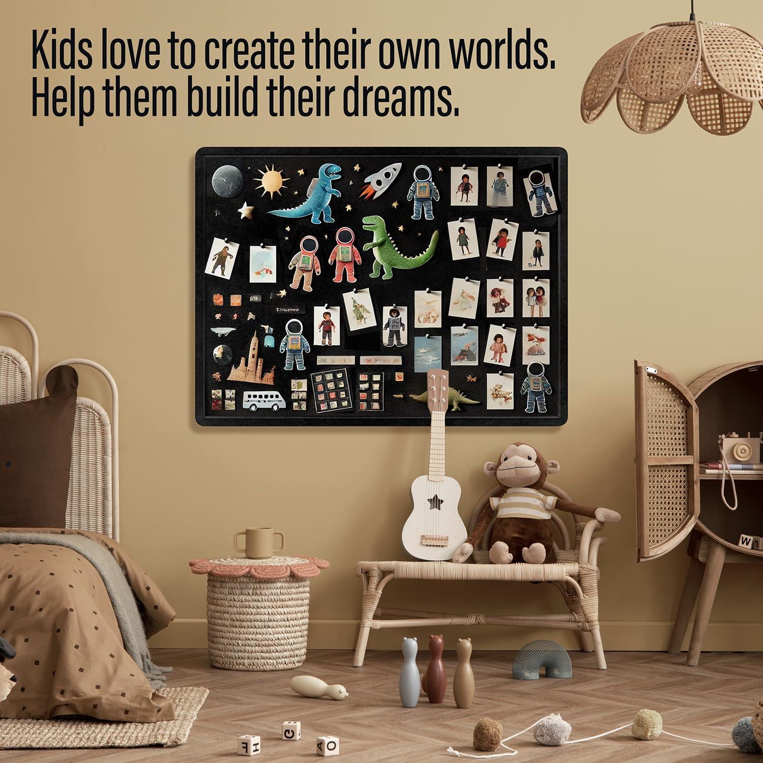 imageLarge Bulletin Board 60 x 36 Inches  Foldable Felt Bulletin Board for Wall Cork Board Alternative with 100 Color Pins ampamp 12 Note Pads Vision Board  BlackBlack