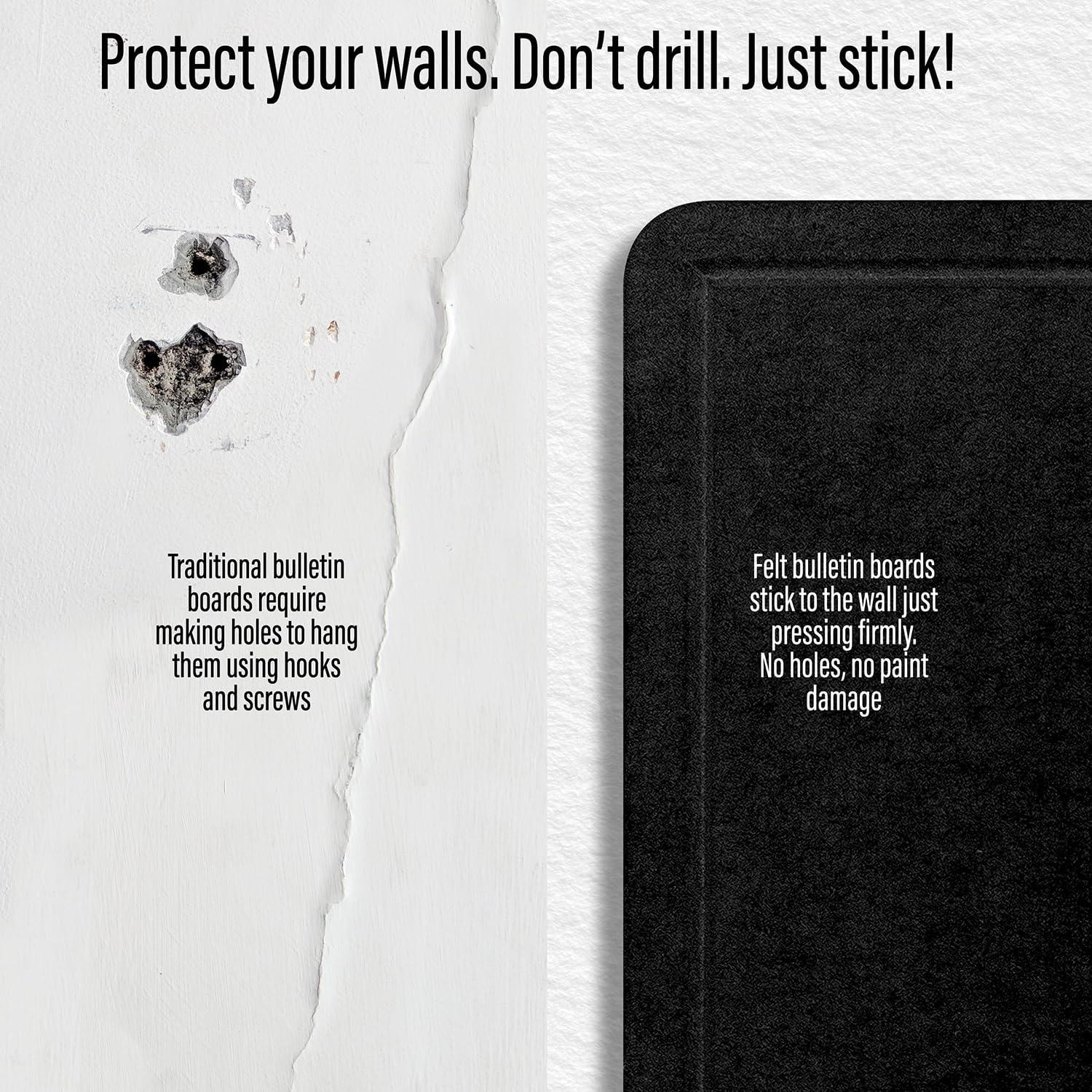 imageLarge Bulletin Board 60 x 36 Inches  Foldable Felt Bulletin Board for Wall Cork Board Alternative with 100 Color Pins ampamp 12 Note Pads Vision Board  BlackBlack