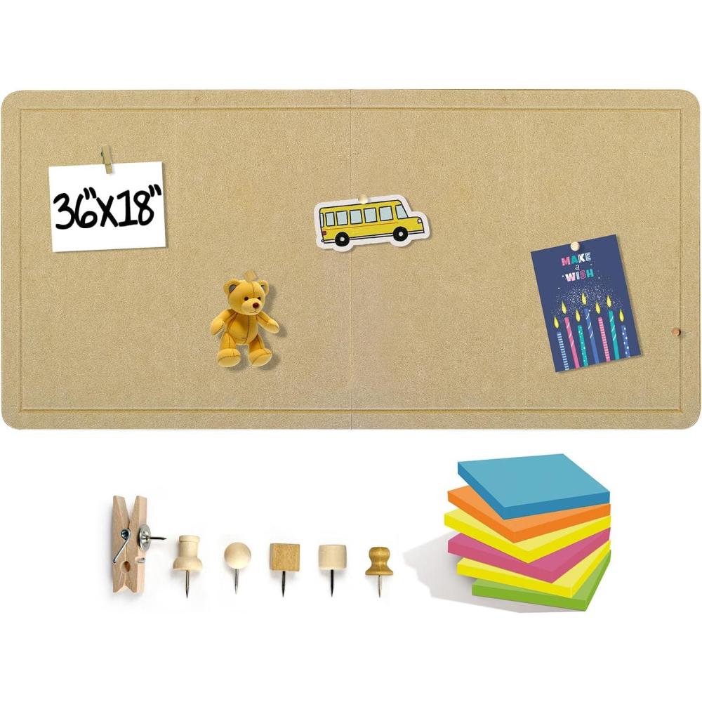 imageLarge Bulletin Board 60 x 36 Inches  Foldable Felt Bulletin Board for Wall Cork Board Alternative with 100 Color Pins ampamp 12 Note Pads Vision Board  BlackKhaki