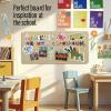 imageLarge Bulletin Board 60 x 36 Inches  Foldable Felt Bulletin Board for Wall Cork Board Alternative with 100 Color Pins ampamp 12 Note Pads Vision Board  BlackKhaki