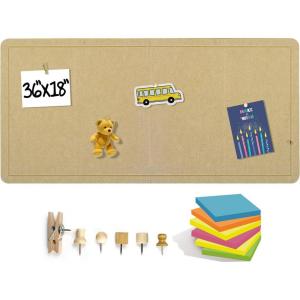 imageLarge Bulletin Board 60 x 36 Inches  Foldable Felt Bulletin Board for Wall Cork Board Alternative with 100 Color Pins ampamp 12 Note Pads Vision Board  BlackKhaki