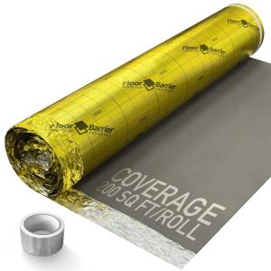 imagePremium Floor Underlayment with Moisture Barrier  200 sq ft Roll 3mm Thick  Quiets Foot Traffic Noise Under Floor Insulation for Hardwood Laminate and Vinyl Plank Flooring Gold1 Pack